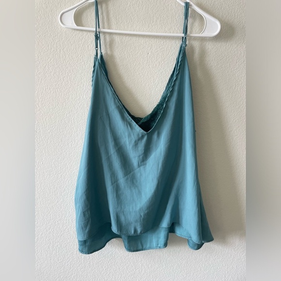 Free people intimates teal blue tank top with bralette attached - Picture 5 of 5